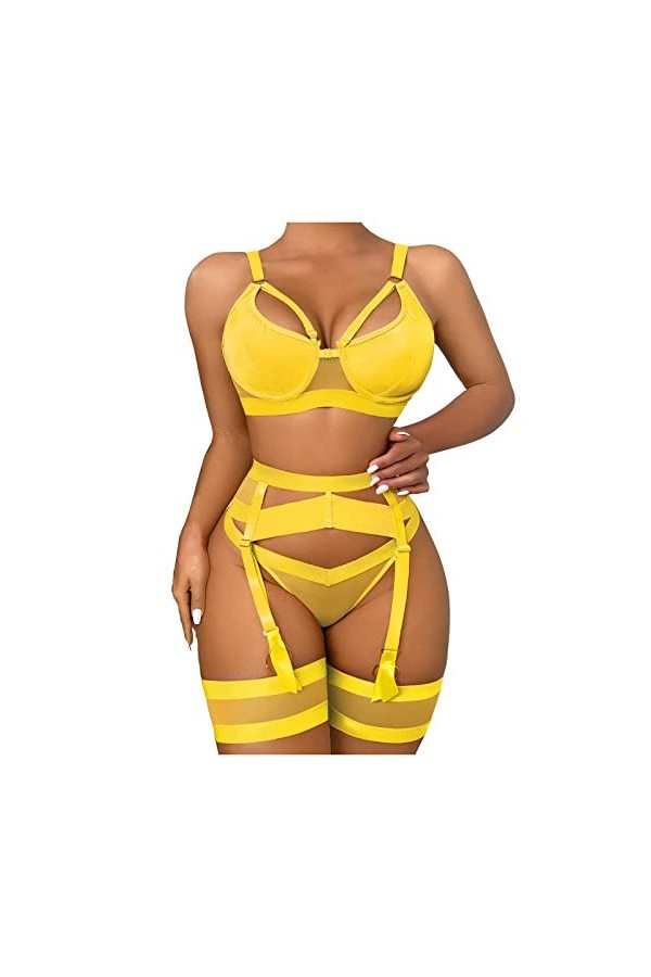 Lingerie sexy en dentelle pour femme, lingerie 4 pièces avec armatures, lingerie sexy pour femme, lingerie sexy coquine à le