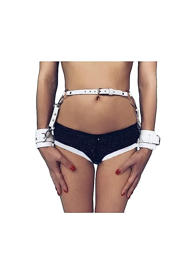MiDiLi Ceinture Harnais Punk pour Femmes Bretelles De Harnais en Cuir Lingerie De Taille Jarretières Cage Ceintures Cuisses 