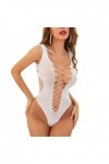 ZTIANEF Lingerie Et Vêtements Sexy Body Exotique Sexy en Maille Transparente Creuse, Lingerie Sexy, Vêtements De Nuit, Blanc,