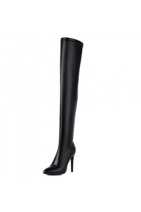 WOkismD 10CM/3.93IN Sexy Bout Pointu Ultra-Haut Talon Stiletto Côté Zipper Sur-Le-Genou Bottes Grande Taille Longues Bottes,N
