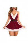 Fulidngzg Costume de Noël pour femme - Potelé XXL - Tenue sexuelle extrême - Robe de Noël - Lingerie - Rouge - Robe de nuit -