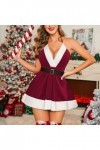 Fulidngzg Costume de Noël pour femme - Potelé XXL - Tenue sexuelle extrême - Robe de Noël - Lingerie - Rouge - Robe de nuit -