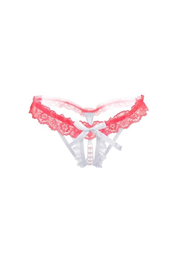 MORCHAN Femmes Culottes Culottes Sexy en Dentelle Creuse Intimates Lingerie sous-Vêtements Taille: 50/115,Rouge 