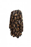 Huairdum Robe Courte à Fleurs à Manches Longues Motif imprimé Floral Robe Courte Col en V Profond Multicouche à Manches Longu