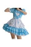 WEITING Anime Cute Lolita Maid Dress French Maid Dress Serveuse Maid Party Stage Costume Uniforme Costume Sous-Vêtements-Bleu