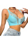 Femmes Sexy Dentelle Avant Bouton Soutien-Gorge Grande Taille sans Fil sous-vêtements Gilet Type Push Up Façonnage Bralette V