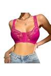Femmes Sexy Dentelle Avant Bouton Soutien-Gorge Grande Taille sans Fil sous-vêtements Gilet Type Push Up Façonnage Bralette V