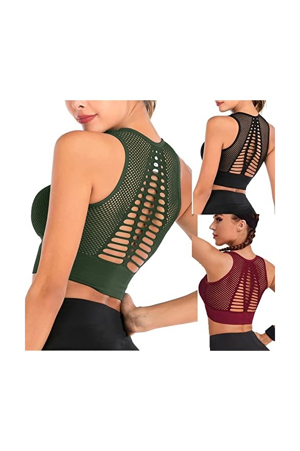 Soutien-Gorge de Sport pour Femme, Soutien-Gorge de Sport rembourré à Bretelles Sexy avec Dos croisé Soutien-Gorge de Yoga po