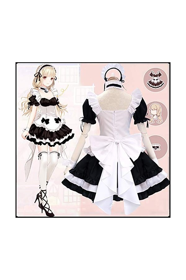 Costume sexy pour femme - Noir - Sexy - Transparent - Pour cosplay - Lingerie Kawaii - Sexy - Costume de femme de chambre