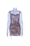 CHOUBAGUAI Strap Sexy Dress Mini Slip Été Femmes Vêtements Dos Nu Slash Neck Robes pour Femmes Party Clubwear Vestidos-Leopar