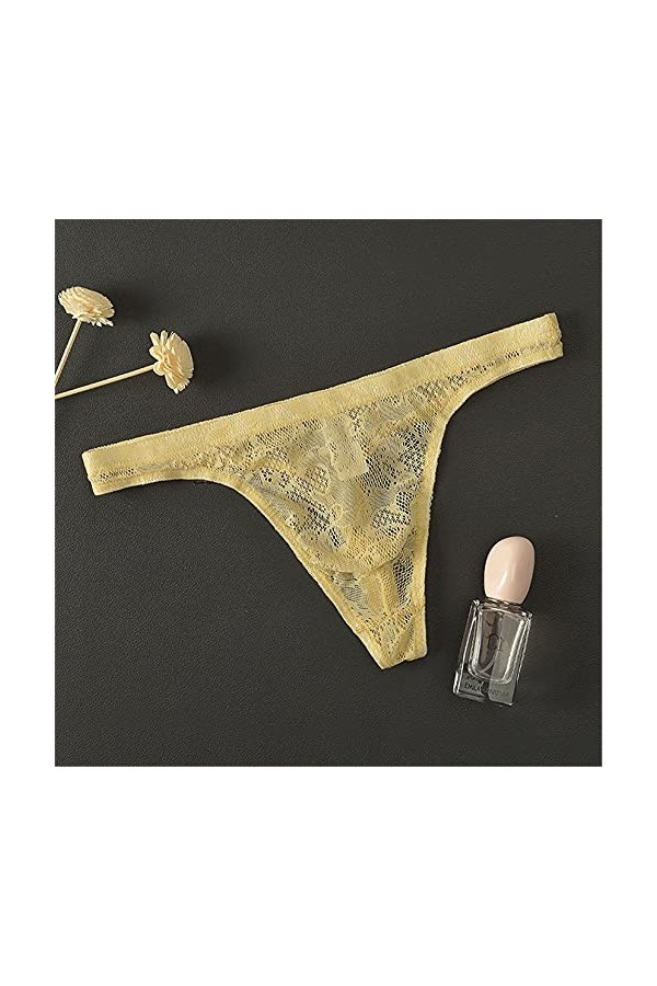 Yomie Culotte Ultra-Fine pour Hommes en Dentelle Transparente Douce Sexy String
