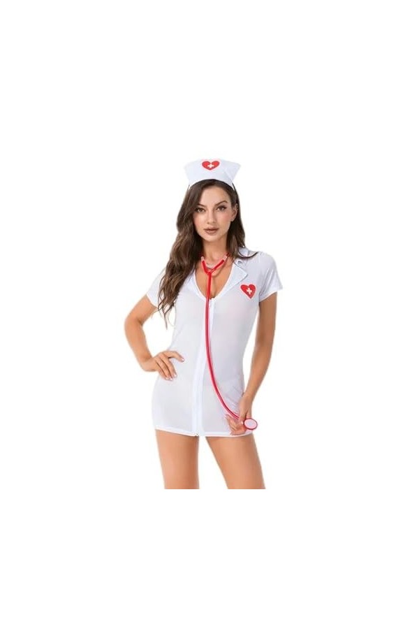 Robe Érotique Sexy pour Femmes Ensemble De Lingerie Fantasia Infirmière Cosplay Babydoll Uniformes Tenue Médecin Coquin Costu