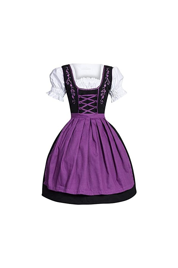 FGUUTYM Robe sexy à manches longues pour femme - Grande taille - Col carré - Tablier - Costume de fête de la bière - Robe de 