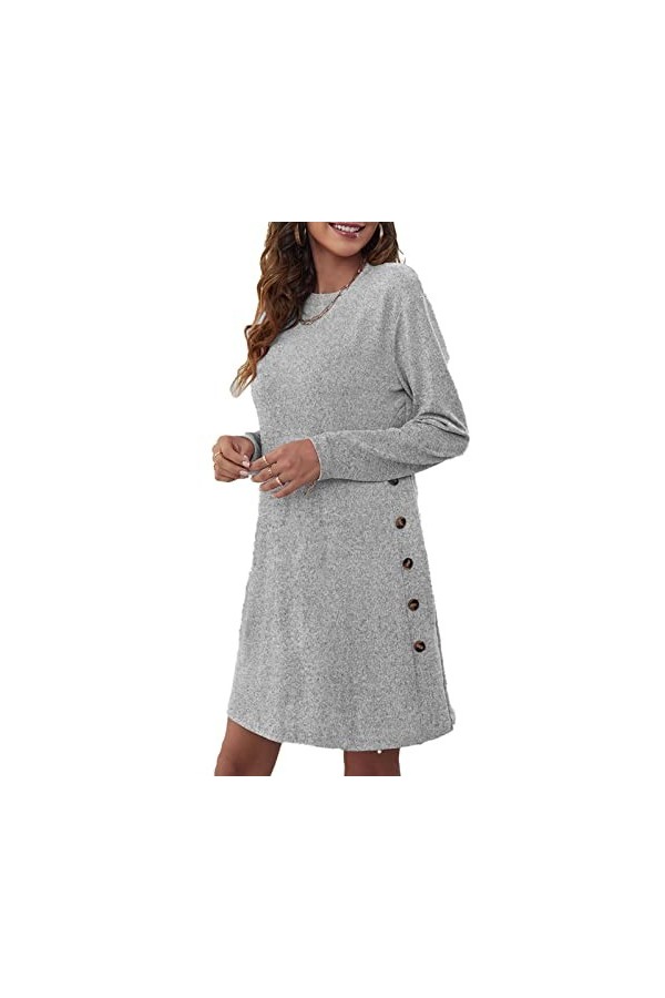 Robe Midi, Robe de Bureau pour Femmes en Polyester de Couleur Pure 6 