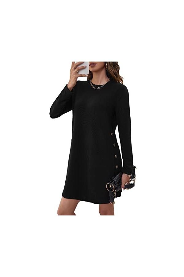 Robe Midi, Robe de Bureau pour Femmes en Polyester de Couleur Pure 6 