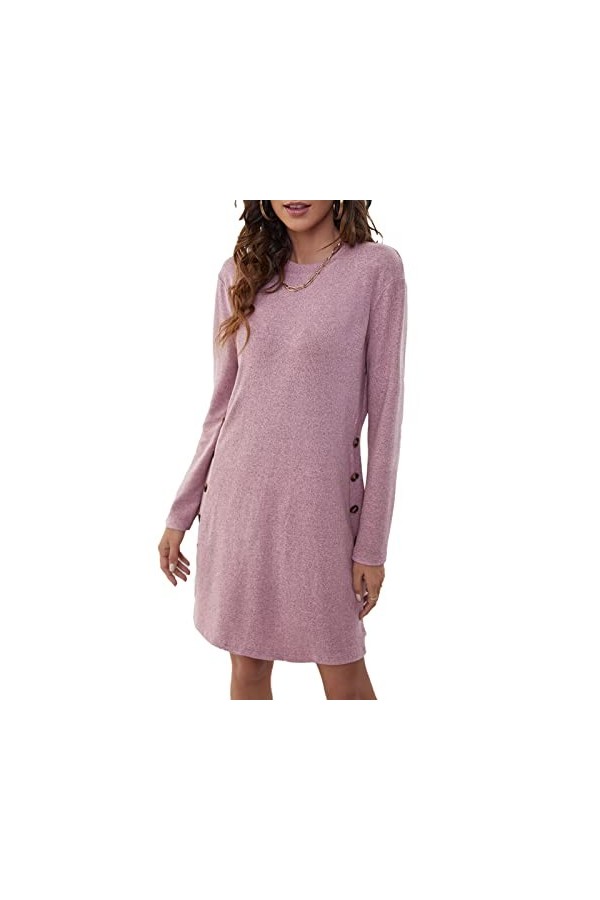 Robe Midi, Robe de Bureau pour Femmes en Polyester de Couleur Pure 6 