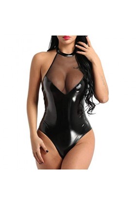 Zshosam Ensemble de lingerie érotique Femme Sexy Sexy Licol Dentelle Sportive S-XL Jumpup Manteau en Tedy Body Noir Ensemble 
