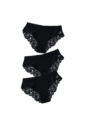 SUYGGCK Lot de 3 culottes en coton pour culottes sexy en dentelle pour femmes, culottes de lingerie pour femmes, culottes flo