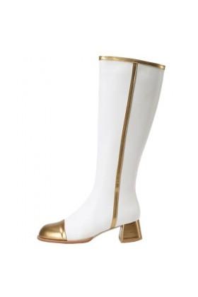 WOkismD Automne Et Dhiver Genou-Haute Bottes À Bout Rond Couleur Bloc Talon Côté Zipper Mi-mollet Bottes Grande Taille Mi-mo