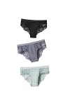 SUYGGCK Lot de 3 culottes en coton pour culottes sexy en dentelle pour femmes, culottes de lingerie pour femmes, culottes flo