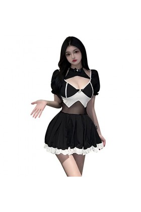QNCLO Costume de soubrette sexy pour femme - Noir