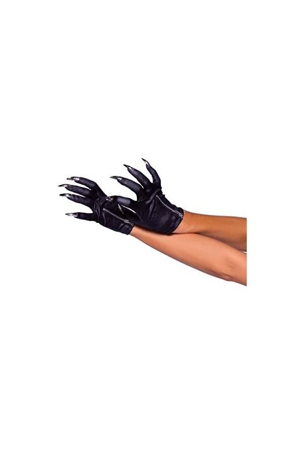 Leg Avenue - Zip-up claw gloves, Taille Unique Le Noir 