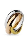 Les Plaisirs de Stella Bague en Acier Inoxydable 3 Tons Argenté, Doré, Rosé - 3 Anneaux Entrelacés - Largeur Totale 8mm - D