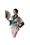 Cosplay Japonais Geisha Kimono Lingerie Sexy Cardigan Imprimé Taille Serrée Costume Yukata, rouge 1, taille unique