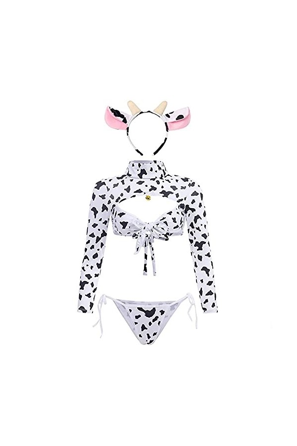 Lingerie sexy vache Cosplay Cow Soubrette Costume Kawaii Anime Bikini Japonais Ensemble soutien-gorge et culotte Lolita Sous-
