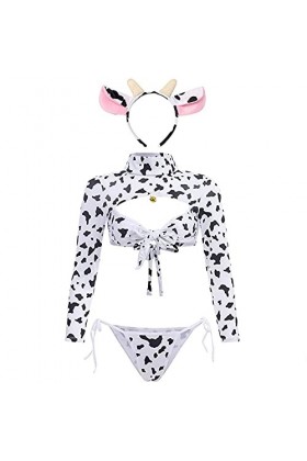 Lingerie sexy vache Cosplay Cow Soubrette Costume Kawaii Anime Bikini Japonais Ensemble soutien-gorge et culotte Lolita Sous-