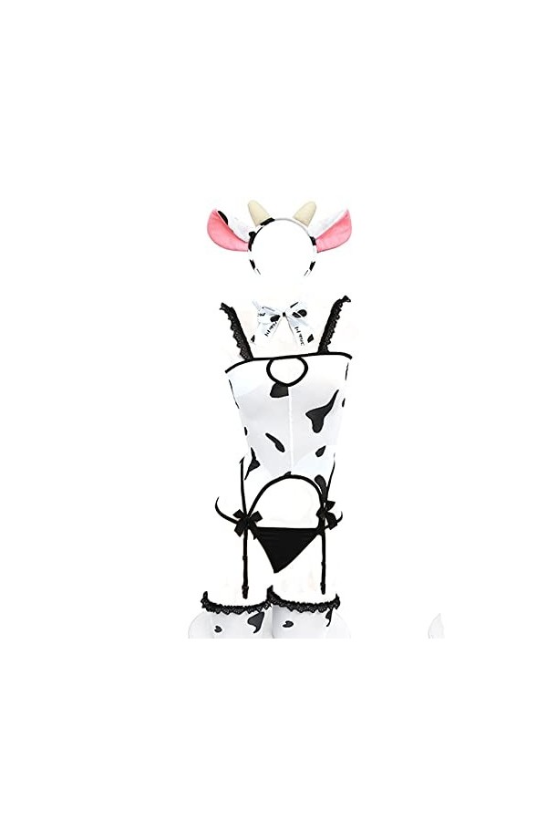 Lingerie sexy vache Cosplay Cow Soubrette Costume Kawaii Anime Bikini Japonais Ensemble soutien-gorge et culotte Lolita Sous-