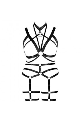 Femmes Corset Mode Soutien - Gorge Grande Cage décolleté Bas Garter Set Punk Gothique Carnaval Dance Costume 1 Noir 