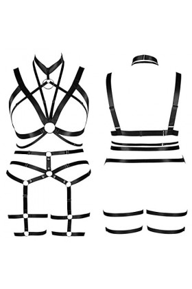 Femmes Corset Mode Soutien - Gorge Grande Cage décolleté Bas Garter Set Punk Gothique Carnaval Dance Costume 1 Noir 