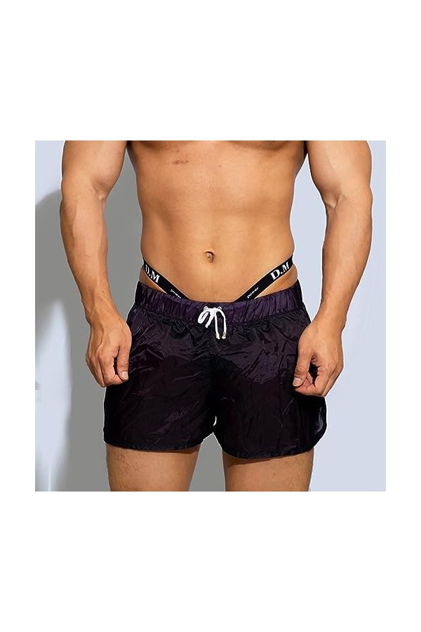 HYQPAI Homme Sexy Boxer Briefs Home Shorts Translucide Thighs Split Lightweight Quick Dry sous-vêtements Arrow Pants Caleçon 