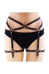 ChengBeautiful Porte-Jarretelles Gothic Punk Style Body Line Taille Bouche de Ceinture Boucle Nightclub Show Sexy Cuir Cuir C