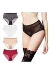 varsmiss Culotte Femme Lot De 4 Taille Haute Slip sous-vêtements Sexy en Maille Transparente Noir-Lot de 4,XXL 