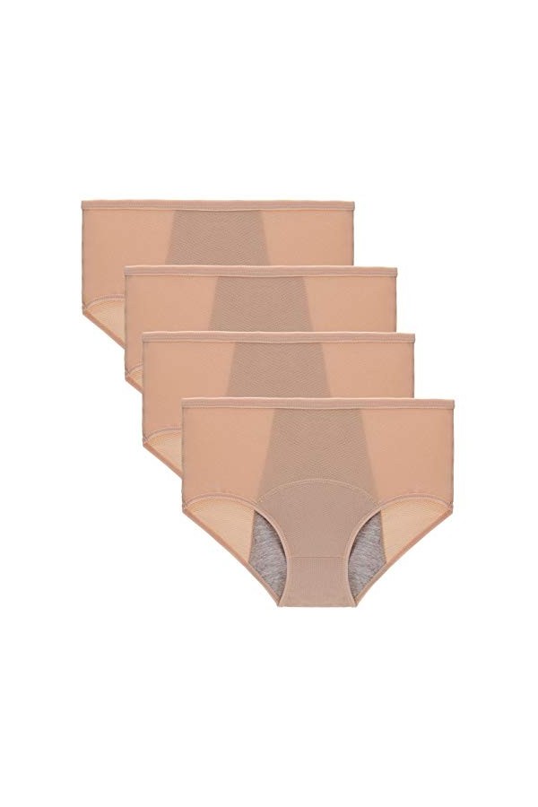 FEOYA Lot de 4 Culotte Femme Pantalon Menstruel pour Femme Nylon Culotte Physiologique sous-Vêtements Anti-Fuite Flux abondan