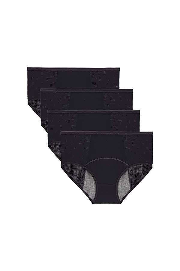 FEOYA Lot de 4 Culotte Femme Pantalon Menstruel pour Femme Nylon Culotte Physiologique sous-Vêtements Anti-Fuite Flux abondan