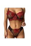 Couple De Lingerie Ensemble De Lingerie Sexy avec Soutien-Gorge À Armatures en Maille Brodée Florale en Dentelle Transparente