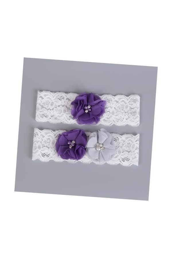 HOMSFOU 3 Pièces Jarretelles De Mariage Porte-Jarretelles De Mariage Jarretière De Mariée Chaussures De Mariée Fleur Perlée