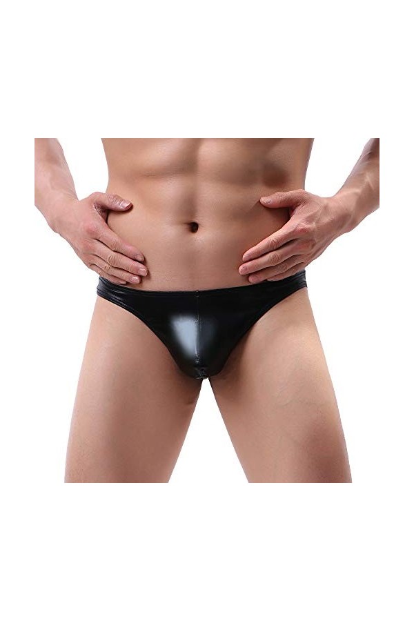 Billtop Sexy String Homme Cuir Taille Basse Confortable T-Back Thong Briefs,Lot de 5 Multicolores,XL