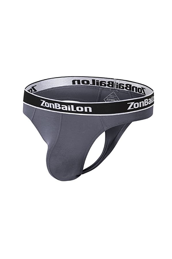 ZUOLAIYIN String sexy en bambou pour homme avec dos en T pour homme - Grande poche - Bleu rouge gris vert - M L XL XXL, Bleu 