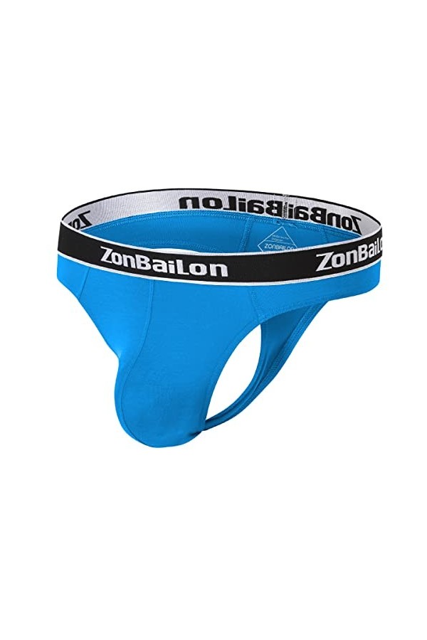 ZUOLAIYIN String sexy en bambou pour homme avec dos en T pour homme - Grande poche - Bleu rouge gris vert - M L XL XXL, Bleu 
