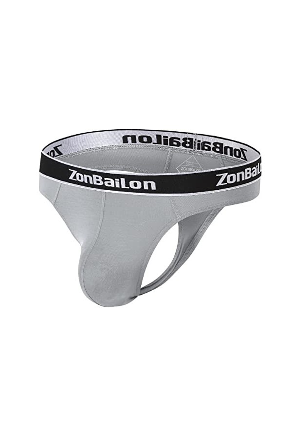 ZUOLAIYIN String sexy en bambou pour homme avec dos en T pour homme - Grande poche - Bleu rouge gris vert - M L XL XXL, Bleu 