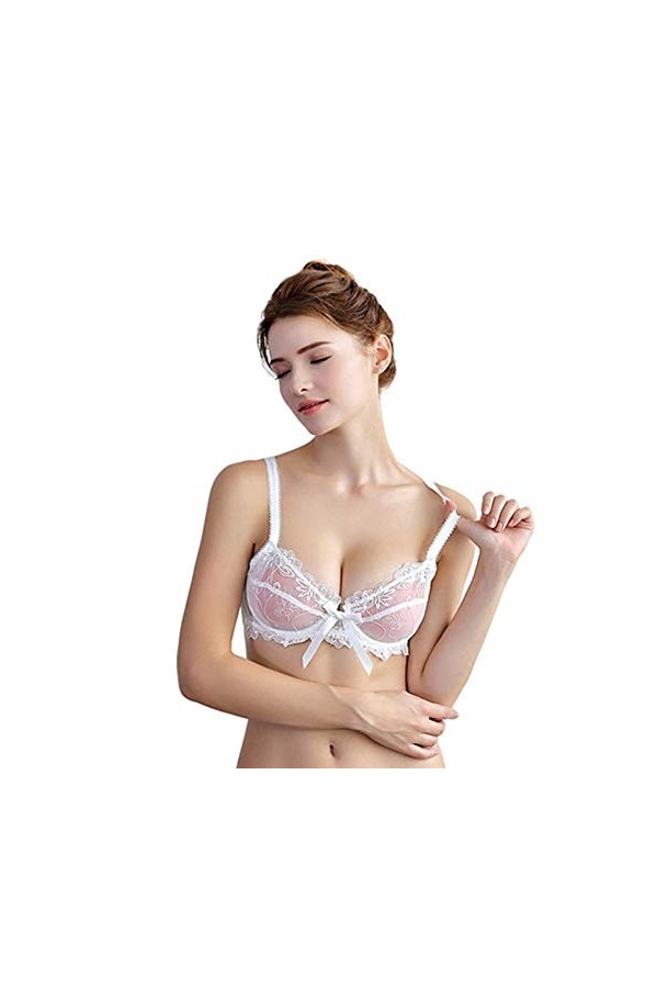 Varsbaby Femmes Soutien Gorge Sexy Transparent Ensemble sous Vêtements Coquin Demi Bonnet de Lingerie en Dentelle Soutiens-Go