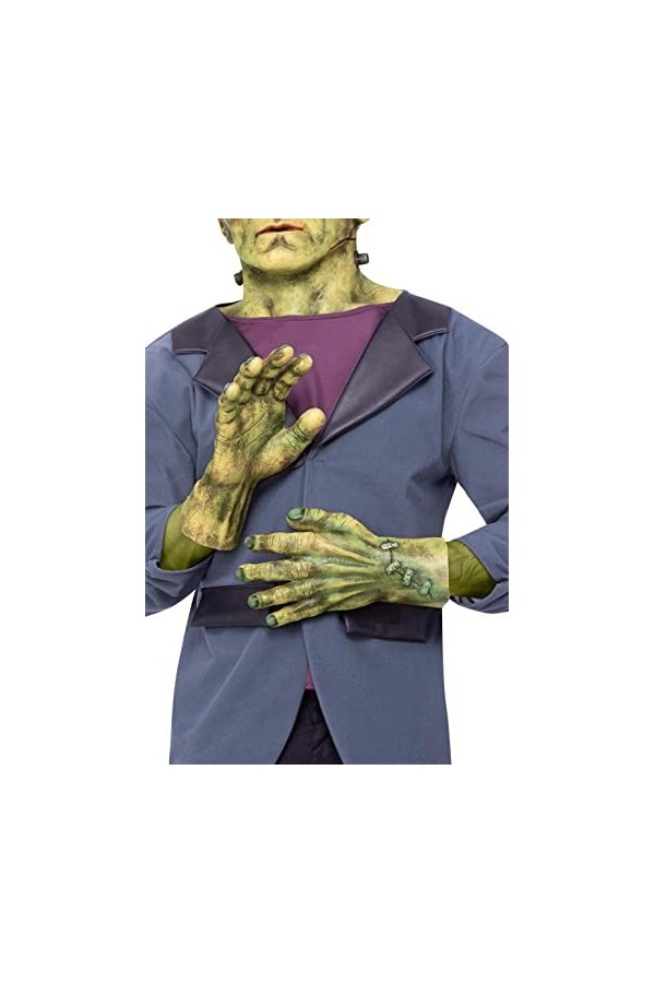 Smiffys 51655 Universal Monsters Frankenstein Gants en latex, pour homme, vert, taille unique