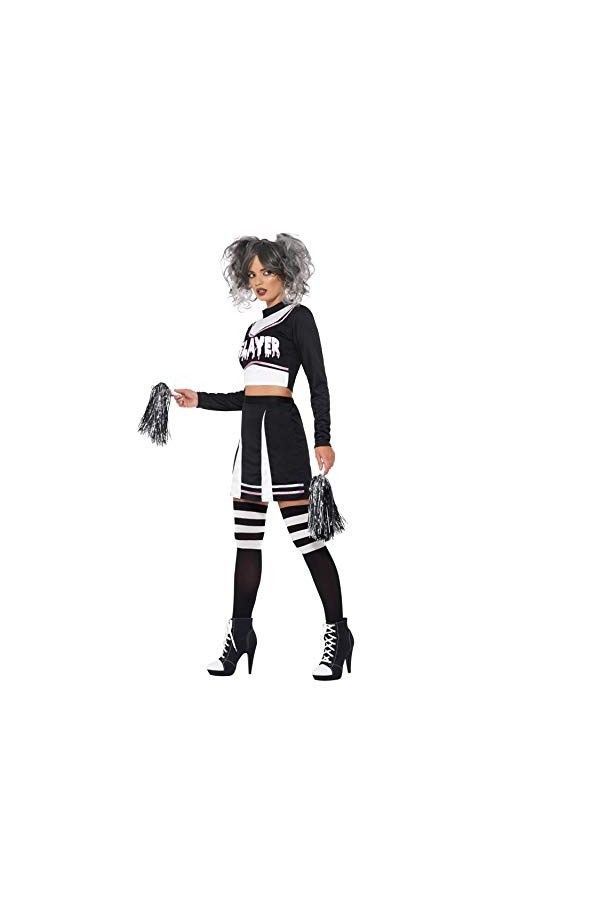 Smiffys Costume pom girl gothique Fever, Femme, 47572M, Noir, M-UK Size 12-14