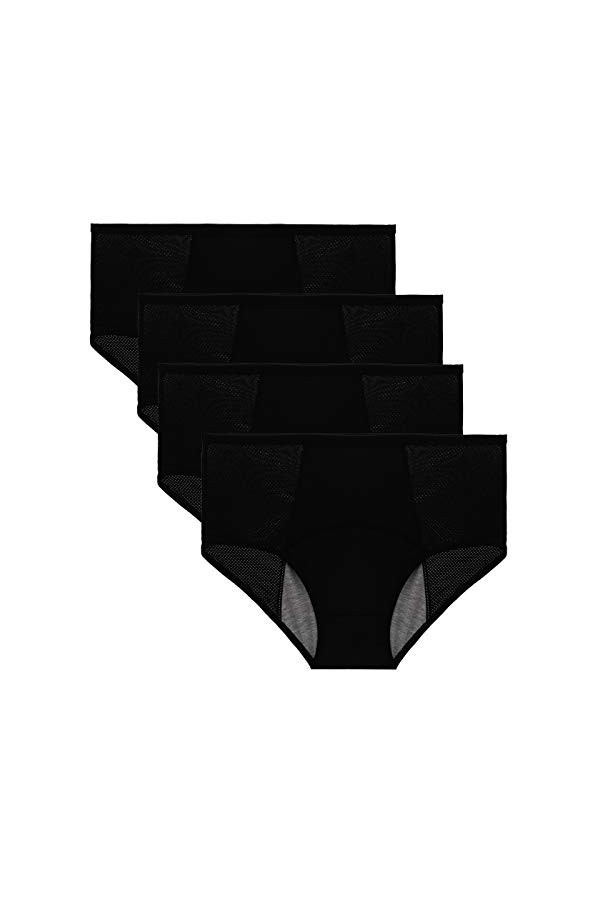 FEOYA Lot de 4 Culotte Femme Pantalon Menstruel pour Femme Nylon Culotte Physiologique sous-Vêtements Anti-Fuite Flux abondan