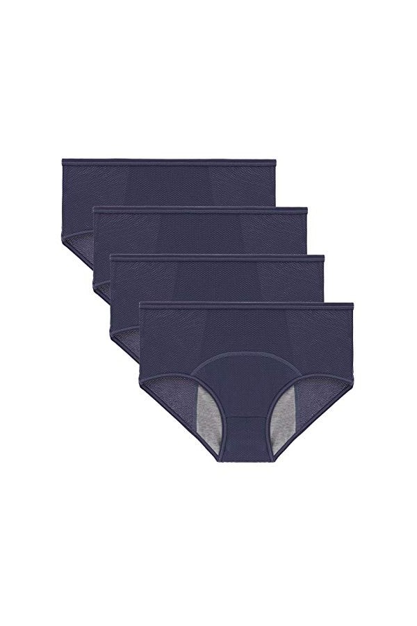 FEOYA Lot de 4 Culotte Femme Pantalon Menstruel pour Femme Nylon Culotte Physiologique sous-Vêtements Anti-Fuite Flux abondan