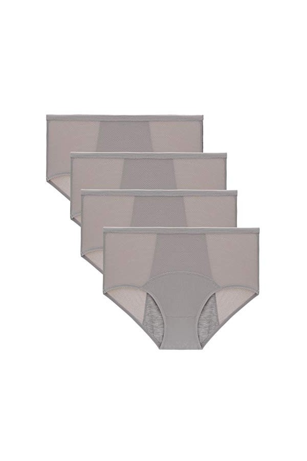 FEOYA Lot de 4 Culotte Femme Pantalon Menstruel pour Femme Nylon Culotte Physiologique sous-Vêtements Anti-Fuite Flux abondan